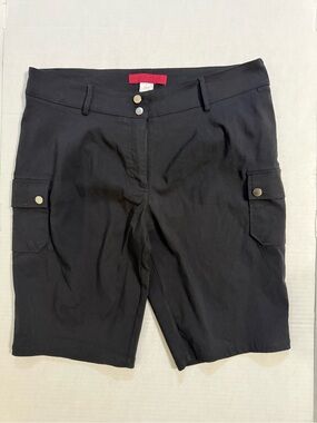 Scarlett Black Women's Cargo Bermuda Shorts with Snap Flap Pockets